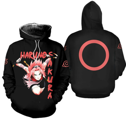 Naruto Haruno Sakura Clan Symbol Naruto Anime 2k866 Fan Gift Stylist Unisex Cartoon 3d Hoodie Zip Hoodie 2718 Moonbestprint