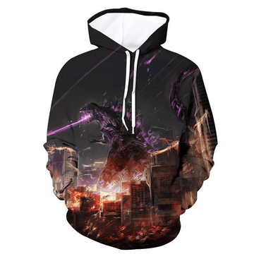 Godzilla Fighting 3d Hoodie Zip Hoodie Moonbestprint