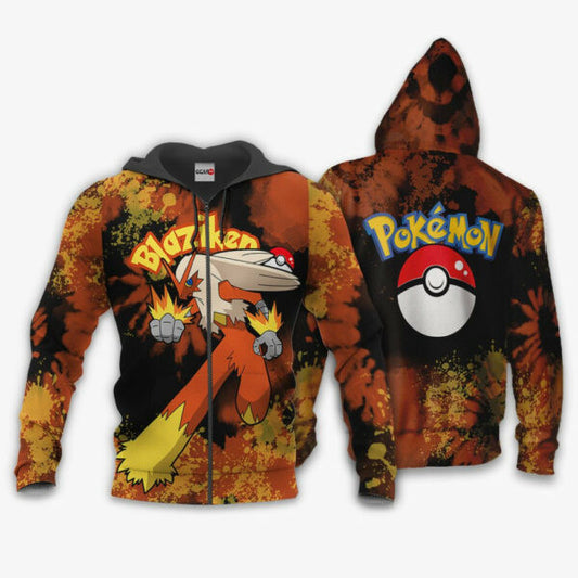 Blaziken Anime Pokemon Manga Tie Dye Style 1k721 Fan Gift Stylist Unisex Cartoon Graphic Outfits Aop 3d Hoodie, Zip Hoodie 1752 Moonbestprint