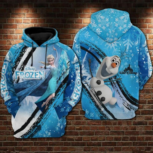 Elsa And Olaf Cartoon Frozen Over Print 3d Hoodie Zip Hoodie Moonbestprint