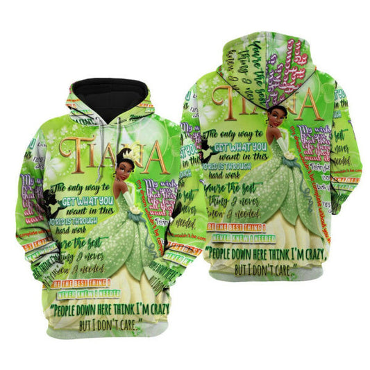 Tiana Punk Words Pattern Disney Fan Gift Stylist Unisex Cartoon Graphic Outfits Aop Hoodie, Zip Hoodie 2073 Moonbestprint