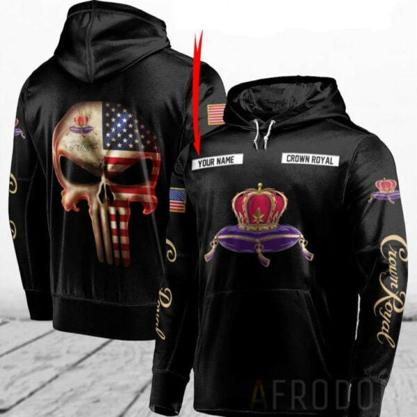 Custom Name Skull Crown Royal Hoodie, Gift For Fan 3d All Over Print Shirt Hoodie 150 Moonbestprint