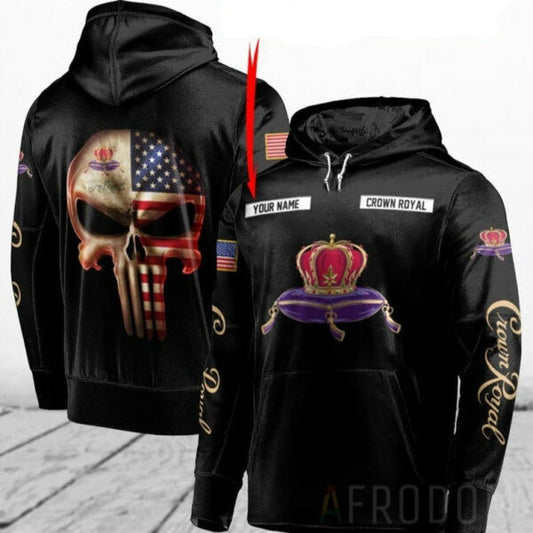 Custom Name Skull Crown Royal Hoodie, Gift For Fan 3d All Over Print Shirt Hoodie 150 Moonbestprint