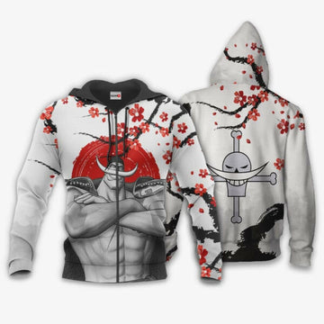 Whitebeard Pirates Japan Cherry Blossoms One Piece Anime 1k679 Fan Gift Stylist Unisex Cartoon Graphic Outfits Aop 3d Hoodie, Zip Hoodie 2589 Moonbestprint