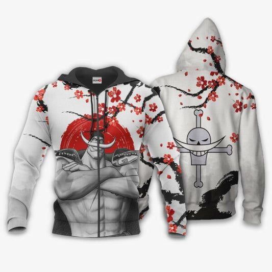 Whitebeard Pirates Japan Cherry Blossoms One Piece Anime 1k679 Fan Gift Stylist Unisex Cartoon Graphic Outfits Aop 3d Hoodie, Zip Hoodie 2589 Moonbestprint