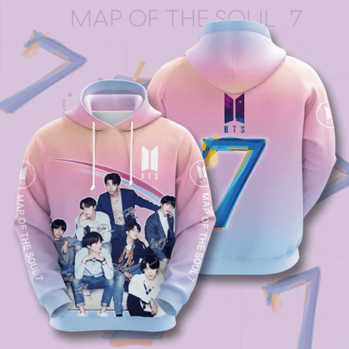 Bts Bangtan Boys Map Of The Soul Signature Design Gift For Fan Custom 3d Hoodie All Over Printed Hoodie Moonbestprint