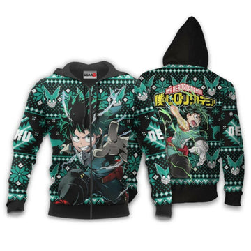 Izuku Midoriya Ugly Christmas Sweater Anime My Hero Academia Manga 2k47 Stylist Unisex Cartoon 3d Hoodie Zip Hoodie 588 Moonbestprint