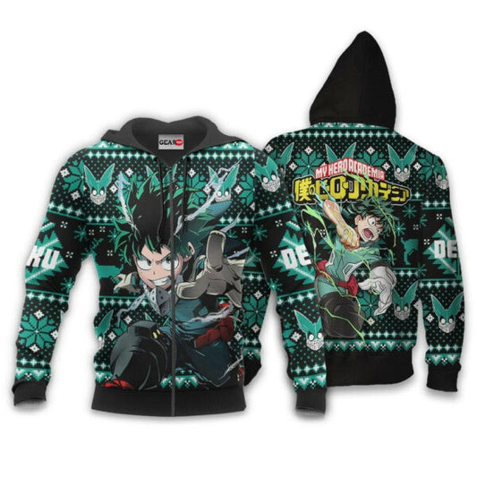 Izuku Midoriya Ugly Christmas Sweater Anime My Hero Academia Manga 2k47 Stylist Unisex Cartoon 3d Hoodie Zip Hoodie 588 Moonbestprint