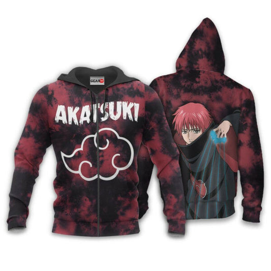 Akatsuki Sasor Tie Dye Style Naruto Anime 1k376 Fan Gift Stylist Unisex Cartoon Graphic Outfits Aop 3d Hoodie, Zip Hoodie 307 Moonbestprint