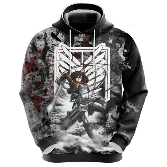 Attack On Titan Hoodie Eren Yeager And Mikasa Survey Corps Symbol 3d Hoodie Zip Hoodie Moonbestprint
