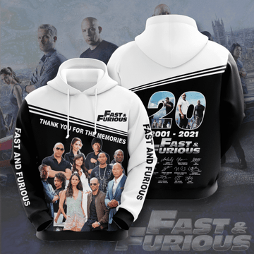 Fast And Furious 20th Anniversary 2001 2021 Signature Design Gift For Fan Custom 3d Hoodie All Over Printed Hoodie Moonbestprint