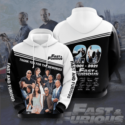 Fast And Furious 20th Anniversary 2001 2021 Signature Design Gift For Fan Custom 3d Hoodie All Over Printed Hoodie Moonbestprint