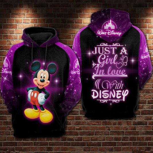 Juts A Girl In Love Mickey Over Print 3d Hoodie Zip Hoodie 300 Moonbestprint