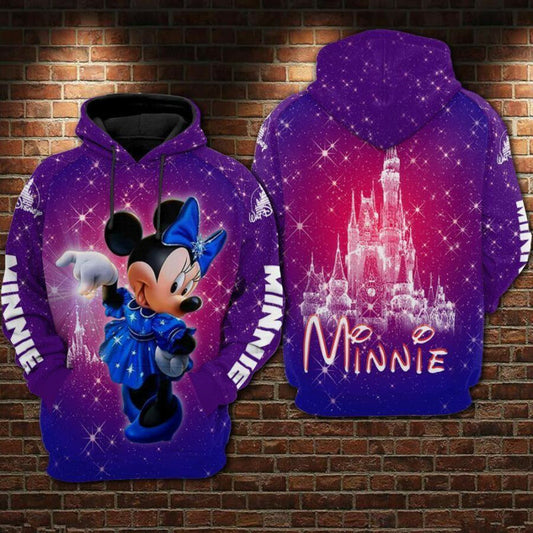 Disney Minnie Mouse Castle Twinkle Purple Galaxy 3d Hoodie Zip Hoodie Moonbestprint