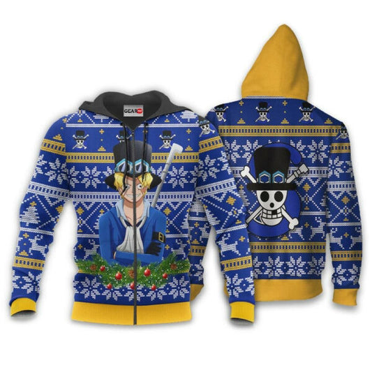 Sabo Ugly Christmas Sweater One Piece Anime 1k498 Fan Gift Stylist Unisex Cartoon Graphic Outfits Aop 3d Hoodie, Zip Hoodie 2276 Moonbestprint