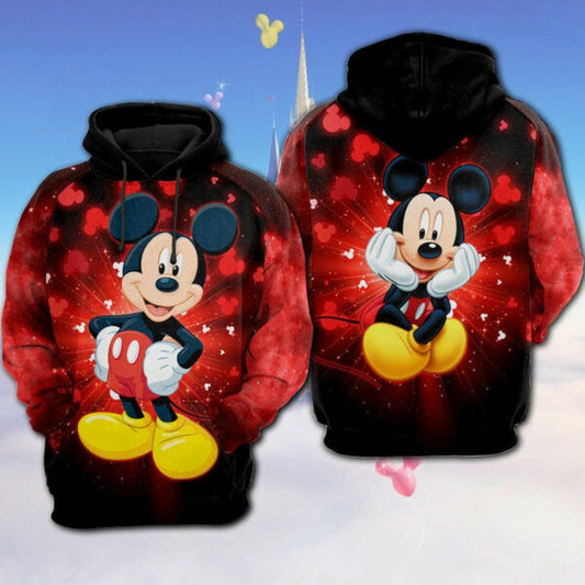 Mickey Red Black Glitter Disney Fan Gift, Stylist Unisex Cartoon Graphic O, Zip Hoodie 2558 Moonbestprint