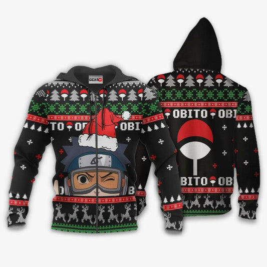 Uchiha Obito Christmas Naruto Anime 1k435 Fan Gift Stylist Unisex Cartoon Graphic Outfits Aop 3d Hoodie, Zip Hoodie 2442 Moonbestprint