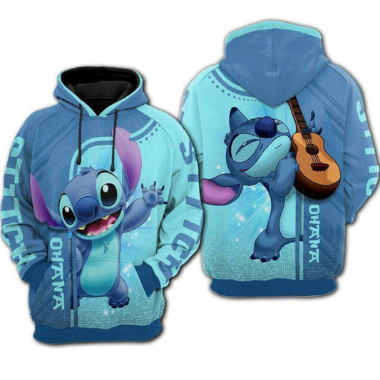 Stitch Holding Guitar 3d Hoodie Zip Hoodie Moonbestprint
