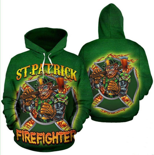 Irish St. Patrick Firefighter All Over Printed 3d Hoodie 2 Moonbestprint