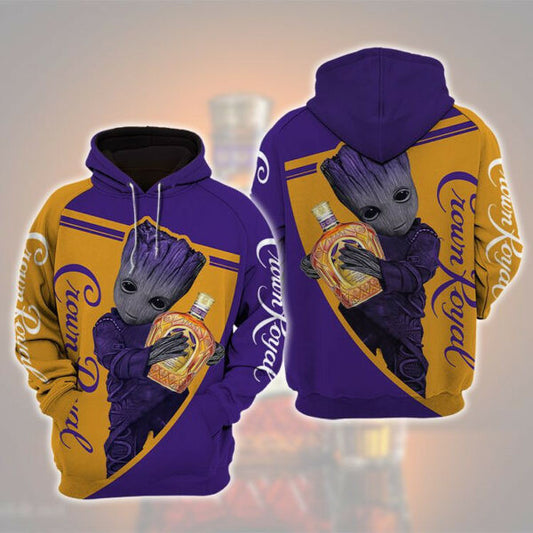 Baby Groot Crown Royal Whiskey 3d All Over Print T Shirt Hoodie 1754 Moonbestprint
