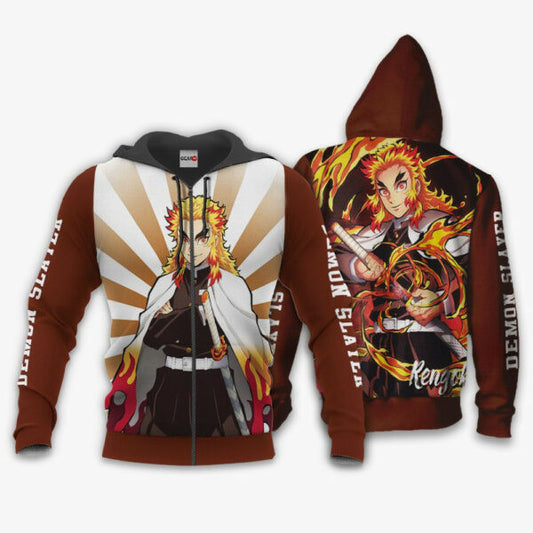 Rengoku Demon Slayer Anime 3k43 Fan Gift Stylist Unisex Cartoon 3d Hoodie Zip Hoodie 2407 Moonbestprint
