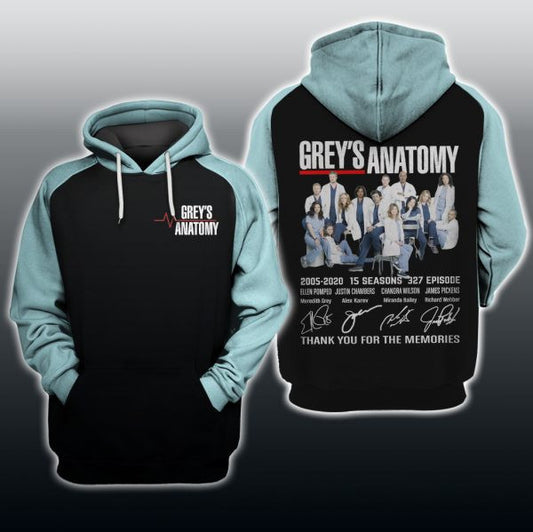 Grey Anatomy,grey Anatomy Tv Show Thank You For The Memories 2k550 Lover Gift ,grey Anatomy All Over Print 3d Hoodie 718 Moonbestprint