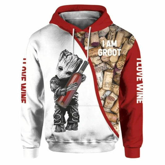 I Am Groot I Love Wine Full 3d Hoodie Moonbestprint