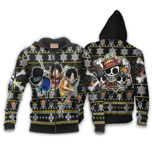 Asl Pirates Ugly Christmas Sweater One Piece Anime 1k486 Fan Gift Stylist Unisex Cartoon Graphic Outfits Aop 3d Hoodie, Zip Hoodie 1737 Moonbestprint