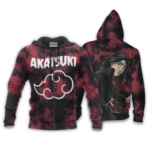 Akatsuki Itachi Uchiha Tie Dye Style Naruto Anime 1k388 Fan Gift Stylist Unisex Cartoon Graphic Outfits Aop 3d Hoodie, Zip Hoodie 237 Moonbestprint