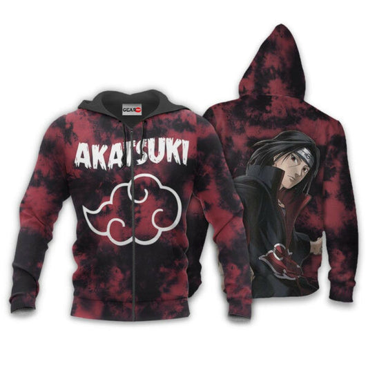Akatsuki Itachi Uchiha Tie Dye Style Naruto Anime 1k388 Fan Gift Stylist Unisex Cartoon Graphic Outfits Aop 3d Hoodie, Zip Hoodie 237 Moonbestprint