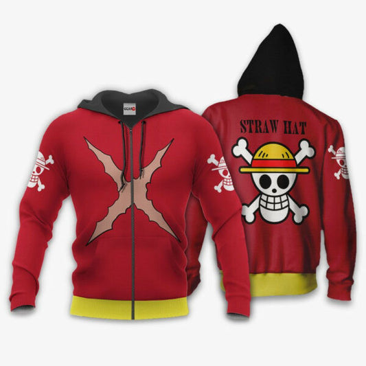 One Piece Luffy Straw Hat Uniform Anime 3k480 Fan Gift Stylist Unisex Cartoon 3d Hoodie Zip Hoodie 1834 Moonbestprint