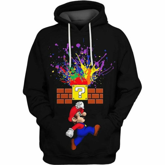 Super Paint Splatter Mario Over Print 3d Hoodie Zip Hoodie Moonbestprint