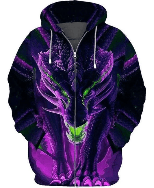 Dragon Purple For Men And Women 3d Hoodie Zip Hoodie Moonbestprint