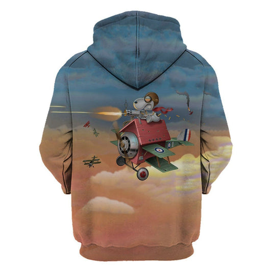 The Peanuts Snoopy Pilot 3d Hoodie Zip Hoodie 1016 Moonbestprint
