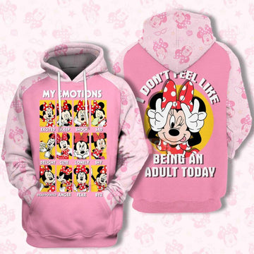 Adorable Minnie My Emotions I Don't Feel Like Being An Adult Today 3d Hoodie Zip Hoodie Moonbestprint
