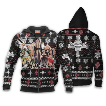 Whitebeard Pirates Ugly Christmas Sweater One Piece Anime 1k489 Fan Gift Stylist Unisex Cartoon Graphic Outfits Aop 3d Hoodie, Zip Hoodie 2117 Moonbestprint