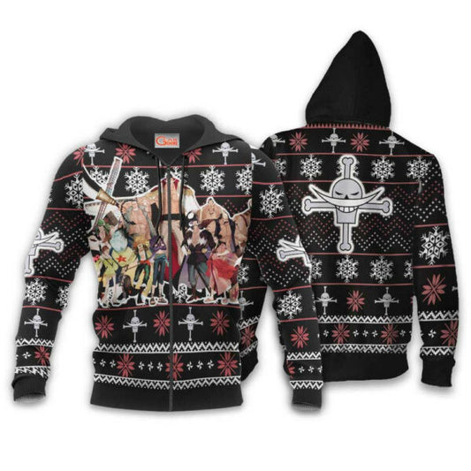 Whitebeard Pirates Ugly Christmas Sweater One Piece Anime 1k489 Fan Gift Stylist Unisex Cartoon Graphic Outfits Aop 3d Hoodie, Zip Hoodie 2117 Moonbestprint