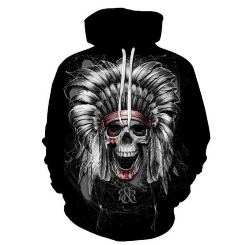 Aborigines Skull Full Black 3d Hoodie Moonbestprint