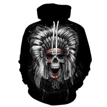 Aborigines Skull Full Black 3d Hoodie Moonbestprint
