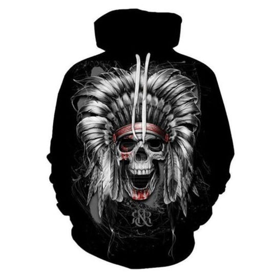 Aborigines Skull Full Black 3d Hoodie Moonbestprint