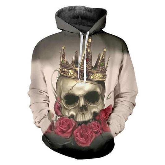 Crown Skull Crown Roses All Over Printed Custom 3d Hoodie Moonbestprint