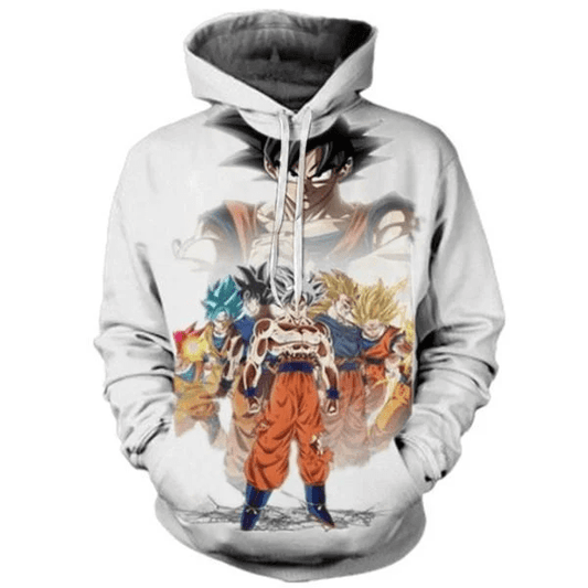 Goku Cartoon Dragon Ball Anime Manga White Over Print 3d Hoodie Zip Hoodie Moonbestprint