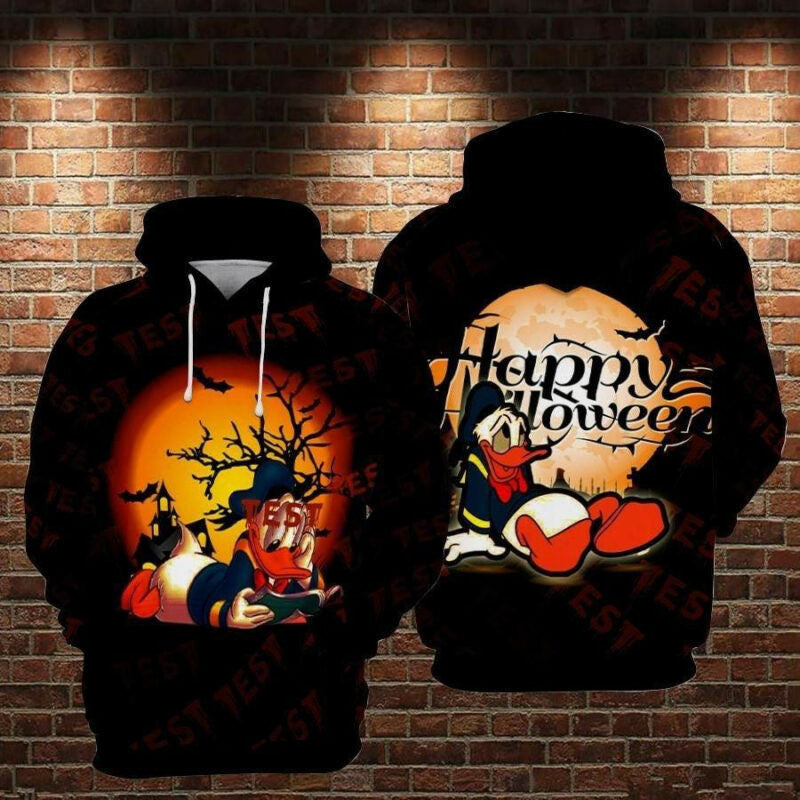 Donald Duck Happy Halloween Spooky Night Black 3d Hoodie Zip Hoodie Moonbestprint