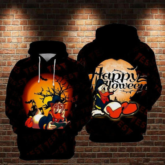 Donald Duck Happy Halloween Spooky Night Black 3d Hoodie Zip Hoodie Moonbestprint