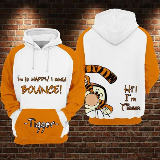 Winnie The Pooh Tigger I'm So Happy Bounce Over Print 3d Hoodie Zip Hoodie Moonbestprint