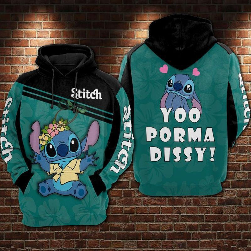 Stitch Yoo Porma Dissy Over Print 3d Hoodie Zip Hoodie Moonbestprint