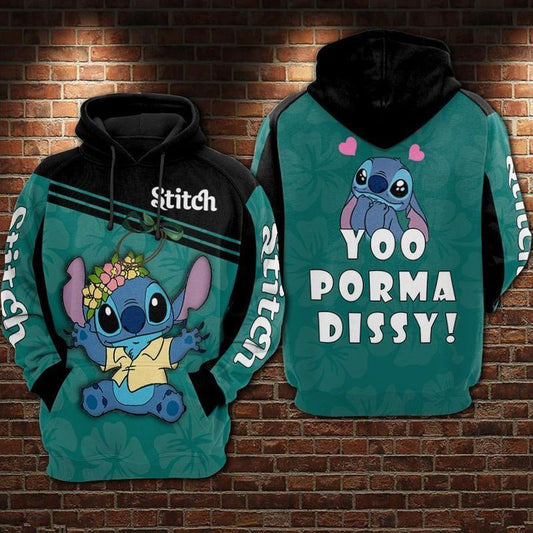 Stitch Yoo Porma Dissy Over Print 3d Hoodie Zip Hoodie Moonbestprint