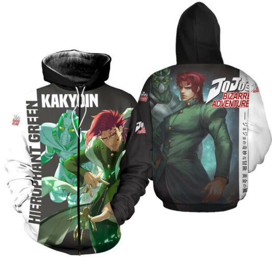Kakyoin Hierophant Green Shirt Jojo Anime 2k882 Fan Gift Stylist Unisex Cartoon 3d Hoodie Zip Hoodie 750 Moonbestprint