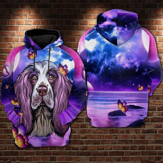 Cocker Spaniel Night Purple Over Print 3d Hoodie Zip Hoodie Moonbestprint