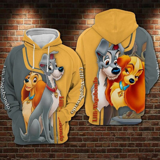 Lilli E Il Vagabondo Cartoon Lady And The Tramp Over Print 3d Hoodie Zip Hoodie Moonbestprint